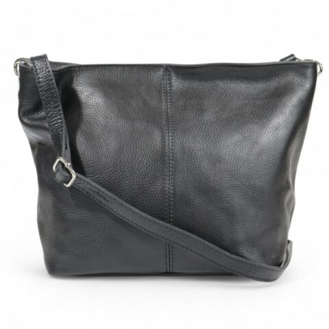 Passaggio Leather Τσάντα Ώμου-Χιαστί Από Γνήσιο Δέρμα (Italy-Μαύρο)