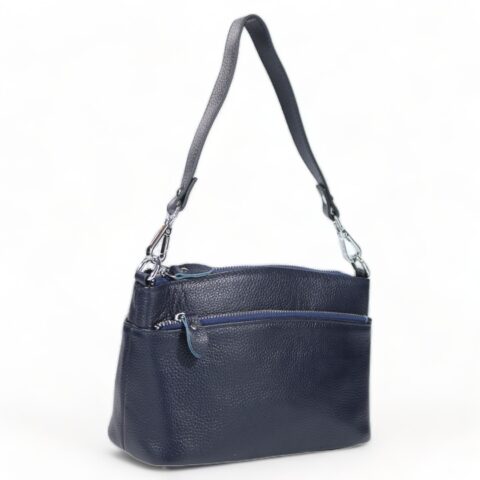 Passaggio Leather Τσαντάκι Ώμου-Χιαστί Σε Γνήσιο Δέρμα(Μπλε)