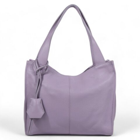 Passaggio Leather Τσάντα Shopper Από Γνήσιο Μαλακό Δέρμα(Lt.Μωβ-Italy)
