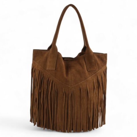 Passaggio Leather Shopping Τσάντα  Από Γνήσιο Καστόρι Δέρμα (Μεγάλη-Ταμπά Σκούρο)