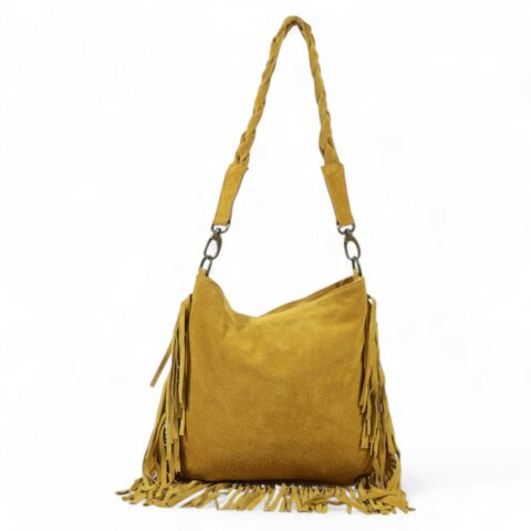 Passaggio Leather Τσάντα Ώμου-Χιαστί Από Γνήσιο Καστόρι Δέρμα (Μουσταρδί)