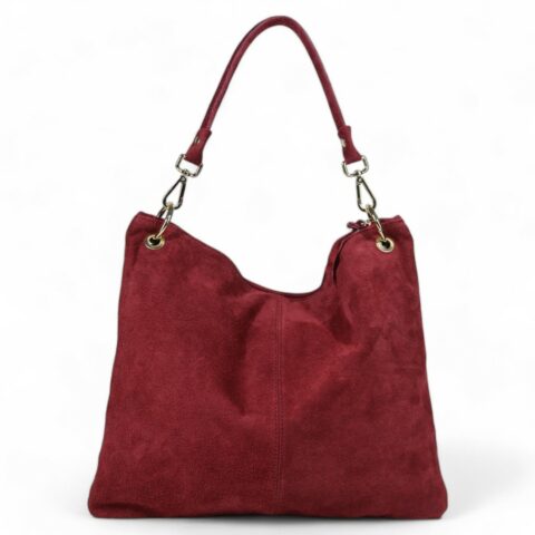 Passaggio Leather Hobo Τσάντα Ώμου Από Γνήσιο Καστόρι Δέρμα (Italy-Μπορντό)