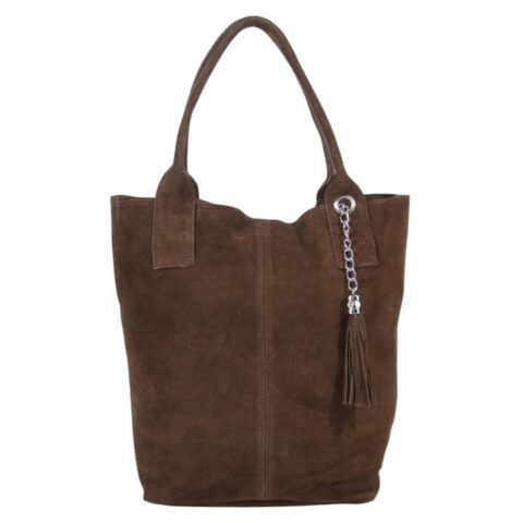 Passaggio Leather Shopping Bag Από Γνήσιο Καστόρι Δέρμα (Μεγάλη-Dark Brown)