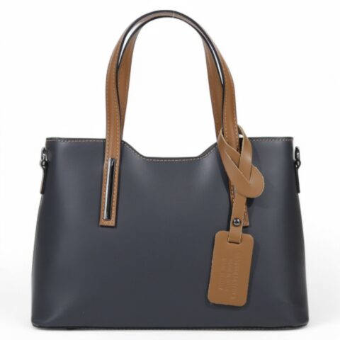 Passaggio Leather Tote Τσάντα Από Γνήσιo Δέρμα (Μπλε/Ταμπά)