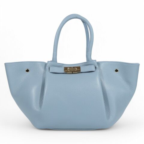 Passaggio Leather Tote Τσάντα Από Γνήσιο Δέρμα (Italy-Lt. Celeste)