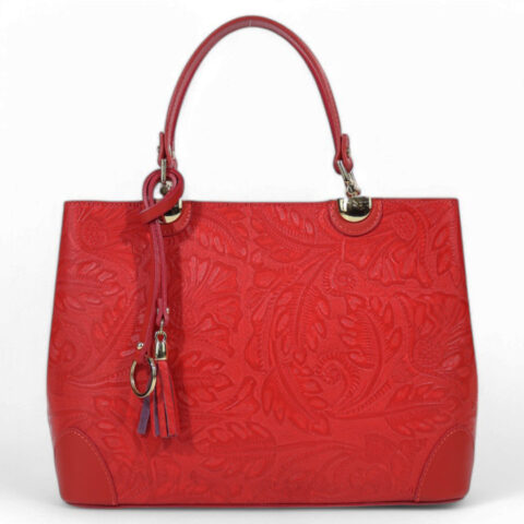 Passaggio Leather Tote Τσάντα Από Γνήσιο Δέρμα (Italy-Κόκκινο)
