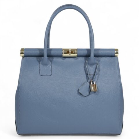 Passaggio Leather Tote Τσάντα Από Γνήσιο Δέρμα (Italy-Σκούρο Celeste)