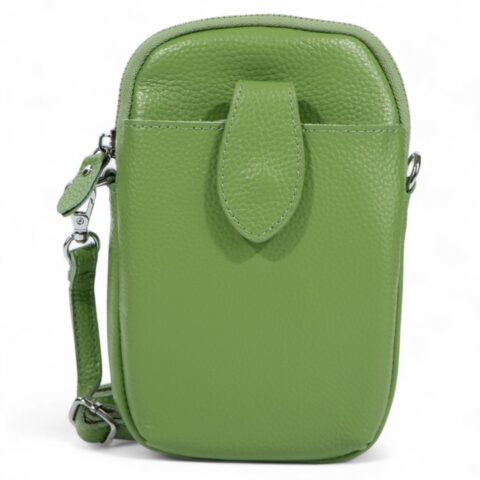 Passaggio Leather Γυναικείo Τσαντάκι-Θήκη Κινητού Από Γνήσιο Δέρμα (Πράσινο)