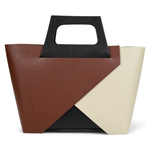 Passaggio Leather Τσάντα Tote σε Γνήσιο Δέρμα (Italy-Καφέ/Μπεζ 1767)