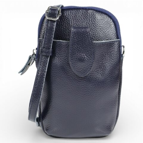 Passaggio Leather Γυναικείo Τσαντάκι-Θήκη Κινητού Από Γνήσιο Δέρμα (Μπλε)