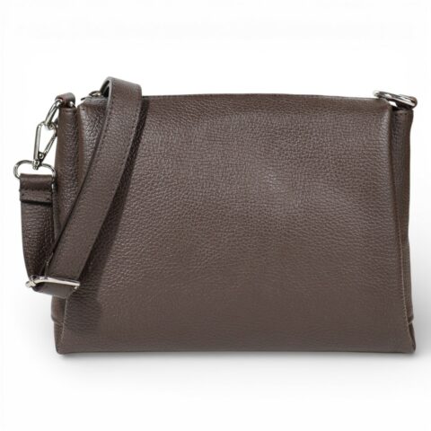 Passaggio Leather Τσάντα Ώμου-Χιαστί Από Γνήσιο Δέρμα (Italy Τριθέσια Chocolate Brown)