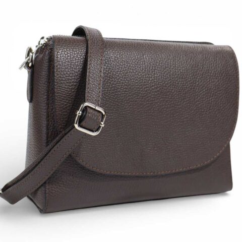 Passaggio Leather Bag Τσάντα Ώμου-Χιαστί Από Γνήσιο Δέρμα Τριθέσια (Italy-Chocolate Brown)