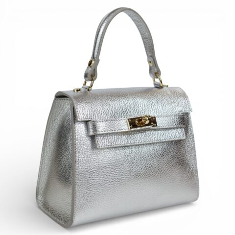 Passaggio Leather Tote Τσαντάκι Από Γνήσιο Δέρμα (Italy-Ασημί)