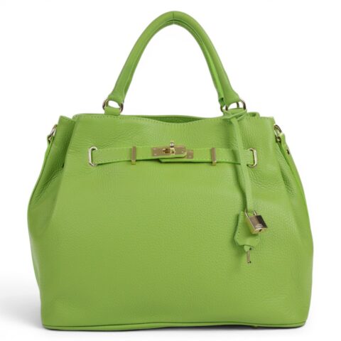 Passaggio Leather Tote Bag Τσάντα Από Γνήσιο Δέρμα (Italy) lime green