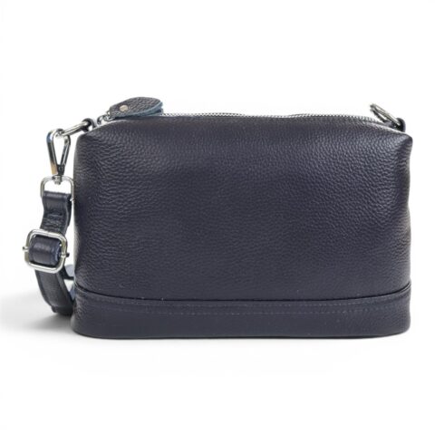 Passaggio Leather Τσάντα Ώμου-Χιαστί Από Γνήσιο Δέρμα (Τριθέσια-Μπλε)