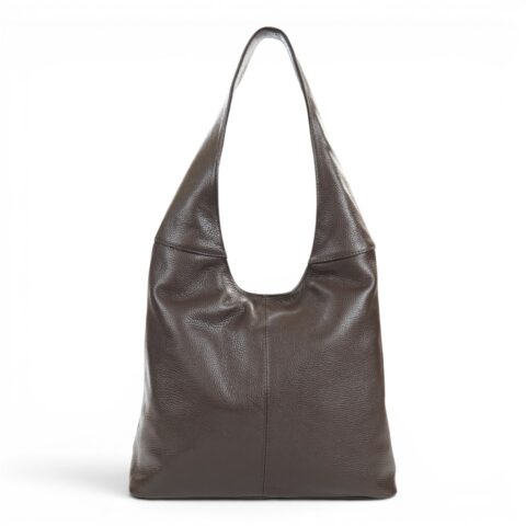 Passaggio Leather τσάντα shopper από γνήσιο μαλακό δέρμα (Σκούρο Καφέ-Italy)